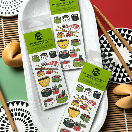 Tatouages temporaires hypoallergène - Les minis sushis