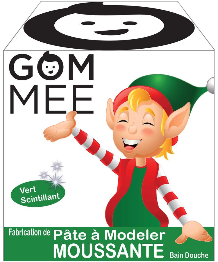 BOITE LA FABRIQUE LUTIN DE NOËL, PÂTE À MODELER MOUSSANTE SCINTILLANTE CORPS, VERTE | GOMMEE