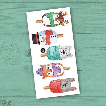 Tatouages temporaires hypoallergène- Gâteaux popsicle de Noël