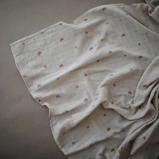 Doudou en mousseline - coton biologique - Arc-en-ciel