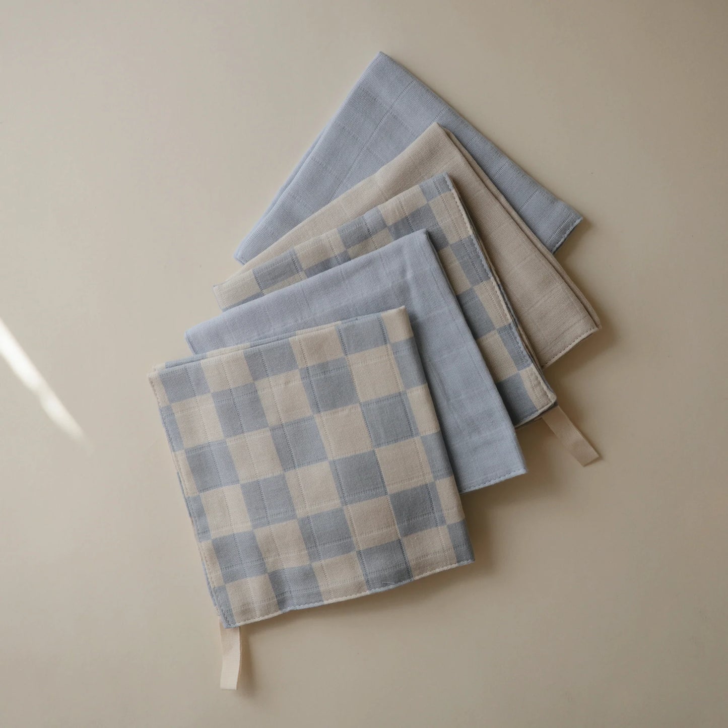 Débarbouillette en mousseline - Bleu