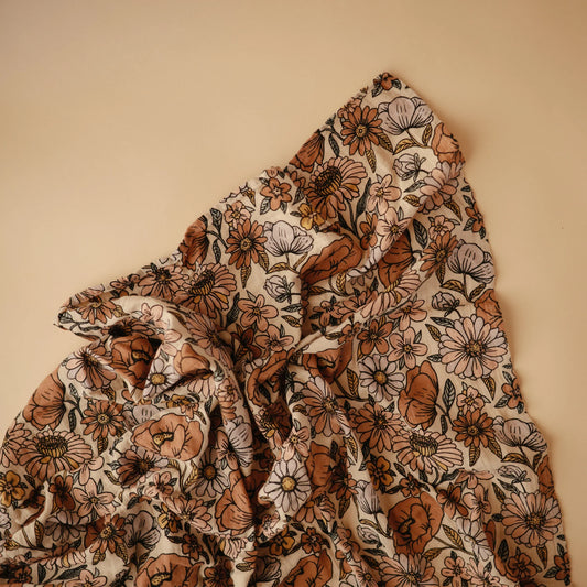 Doudou en mousseline - coton biologique - Fleur Rétro