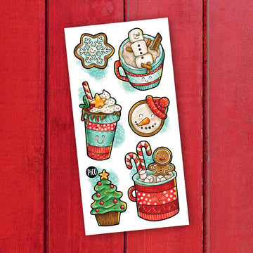 Tatouages temporaires hypoallergène- Chocolats chauds