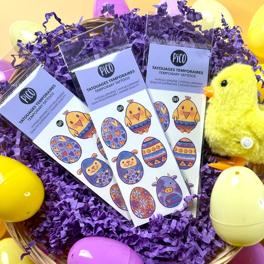 Tatouages temporaires hypoallergène - Les animaux de Pâques