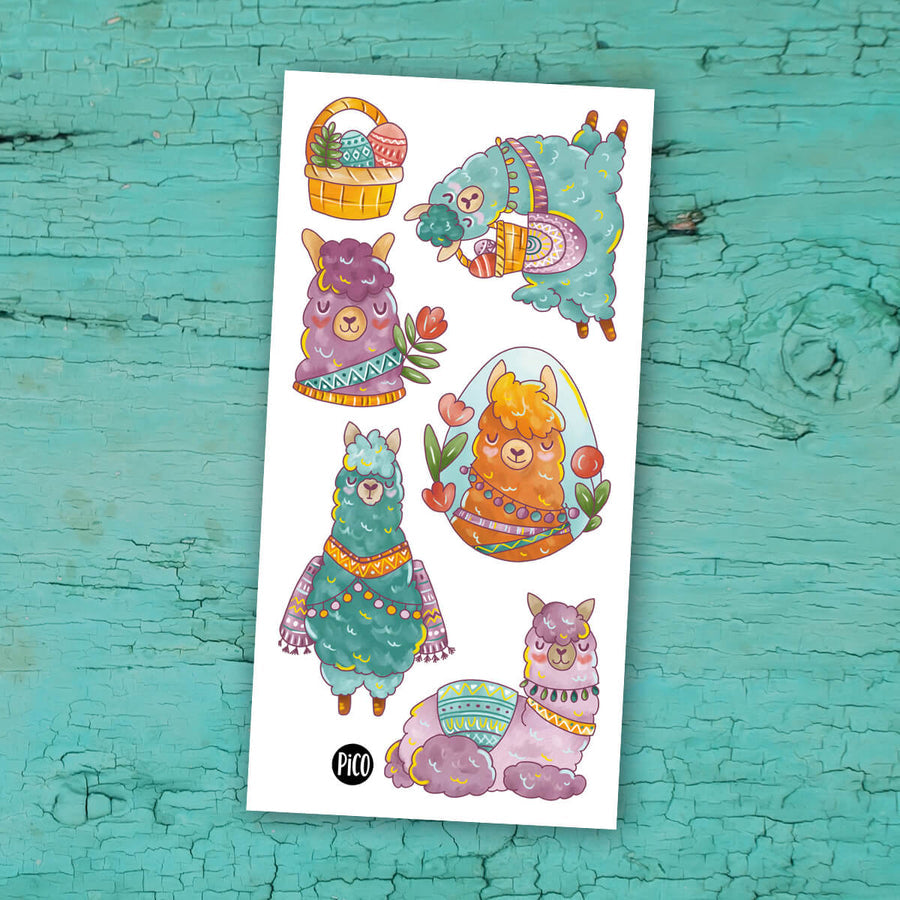 Tatouages temporaires hypoallergène - Les lamas zens