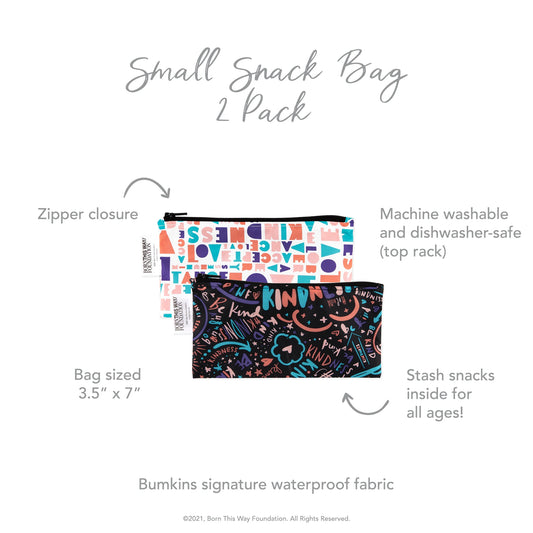 Sac à collation réutilisable petit - Gentillesse, fondation Born this way (pqt 2)