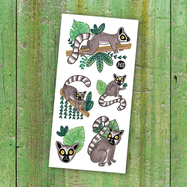 Tatouages temporaires hypoallergène - Les lémuriens