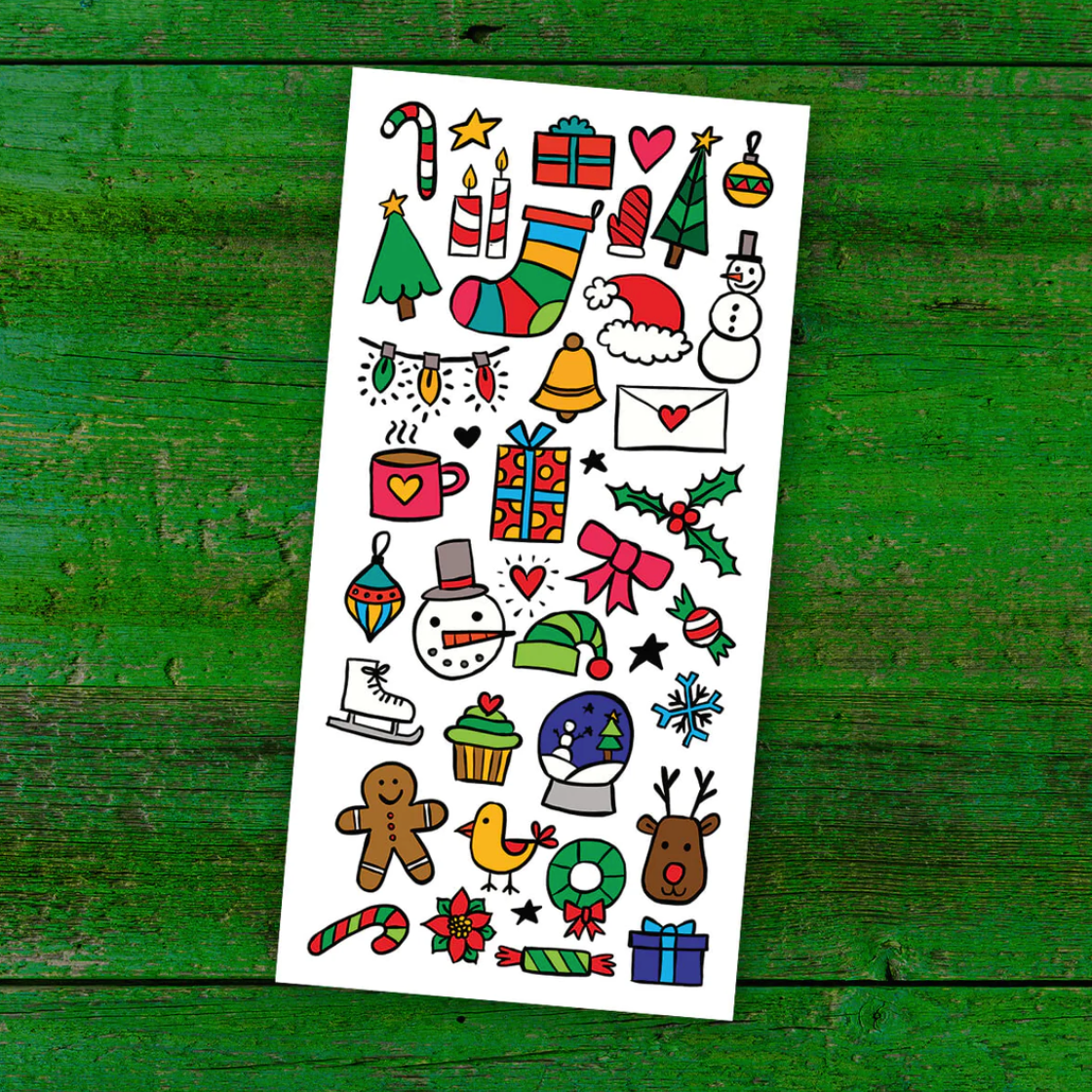 Tatouages temporaires hypoallergène- Les doodles de Noël