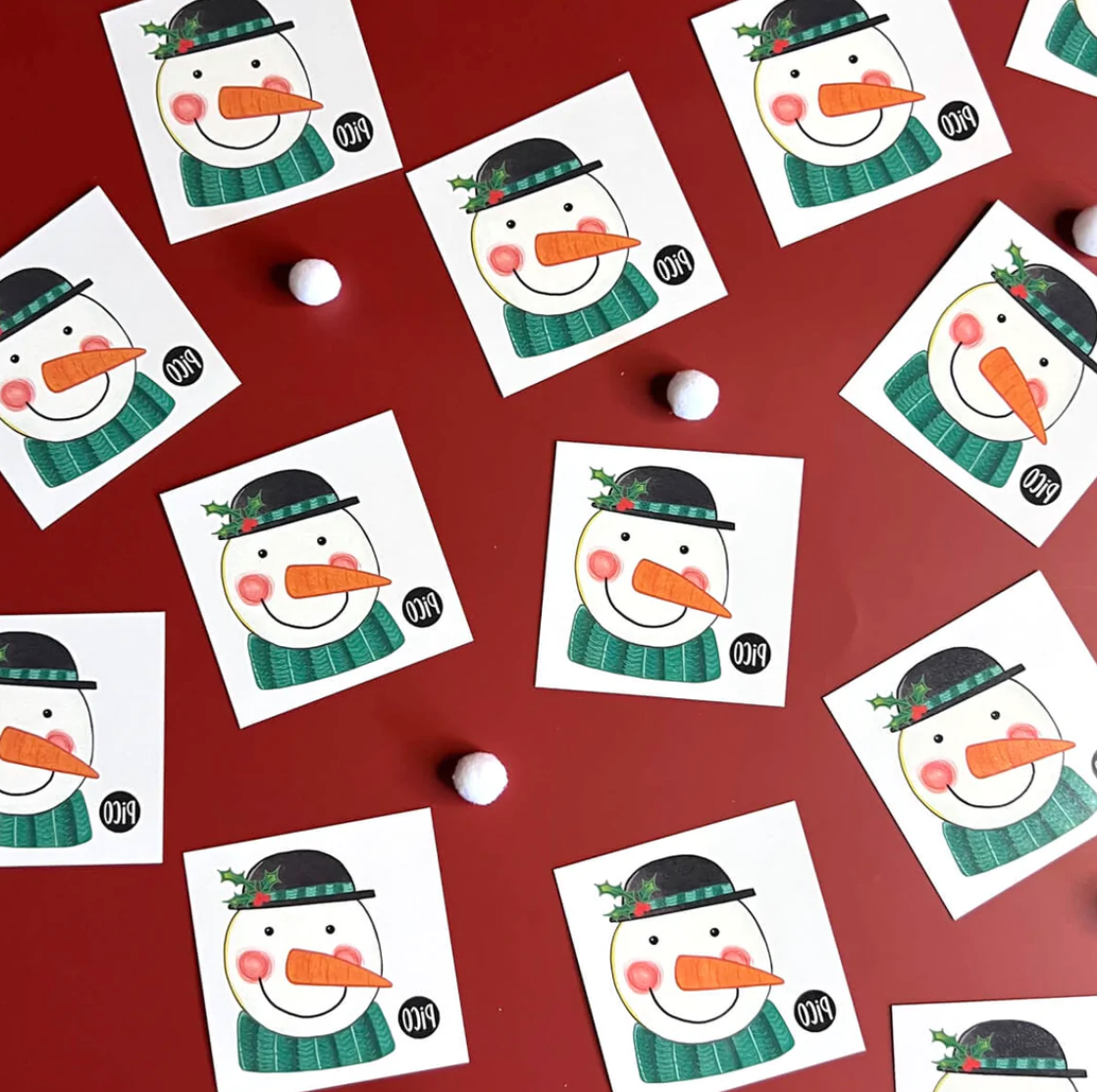 Tatouages temporaires hypoallergènes unique - Le joli bonhomme de neige