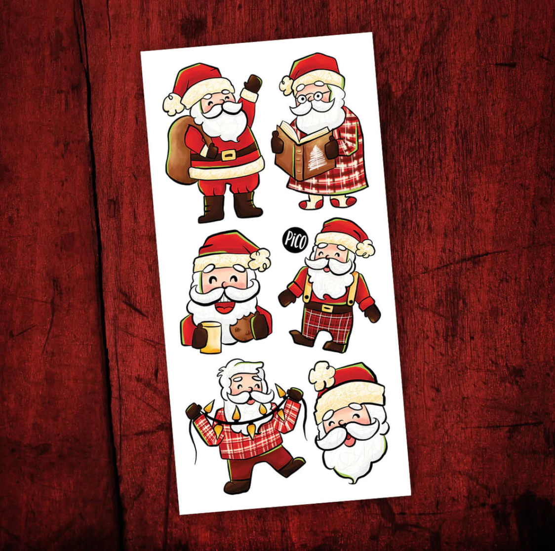 tatouages temporaires hypoallergène- Les pères Noël en pyjamas