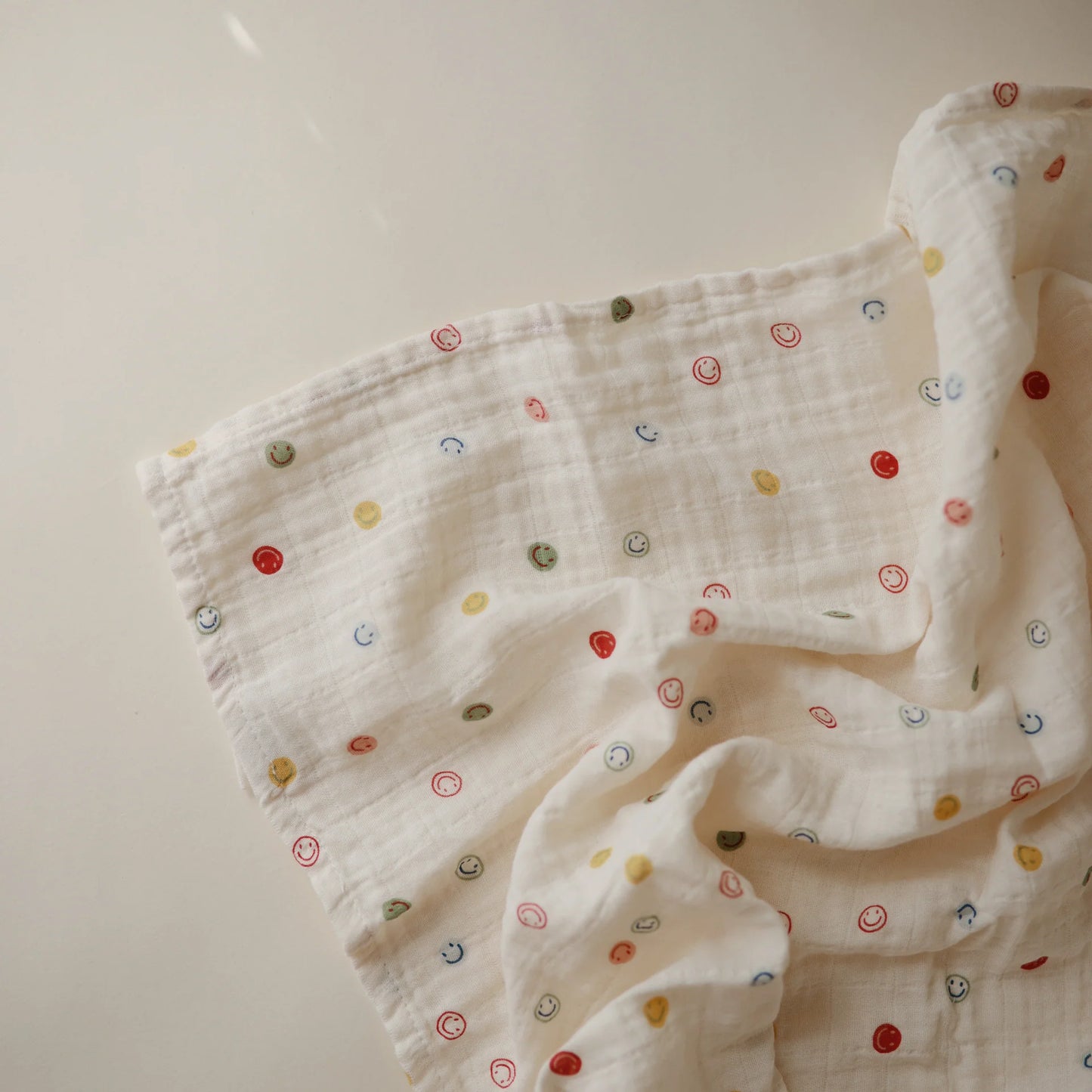 Doudou en mousseline - coton biologique - Smiley face