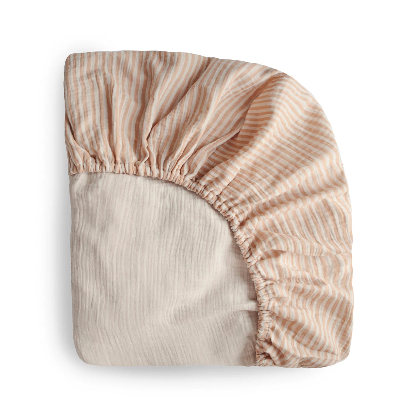 Drap contour en mousseline- Ligné naturel