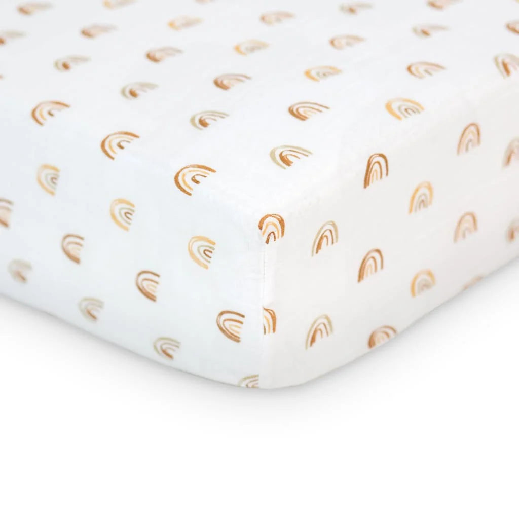 Drap de lit de bébé en mousseline de coton - arc-en-ciel
