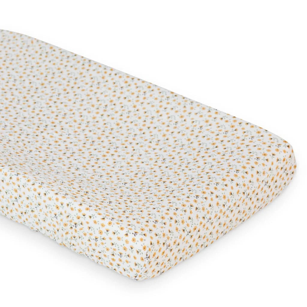 Housse pour matelas à langer - Fleur jaune