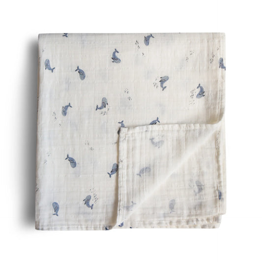 Doudou en mousseline - coton biologique - Baleine