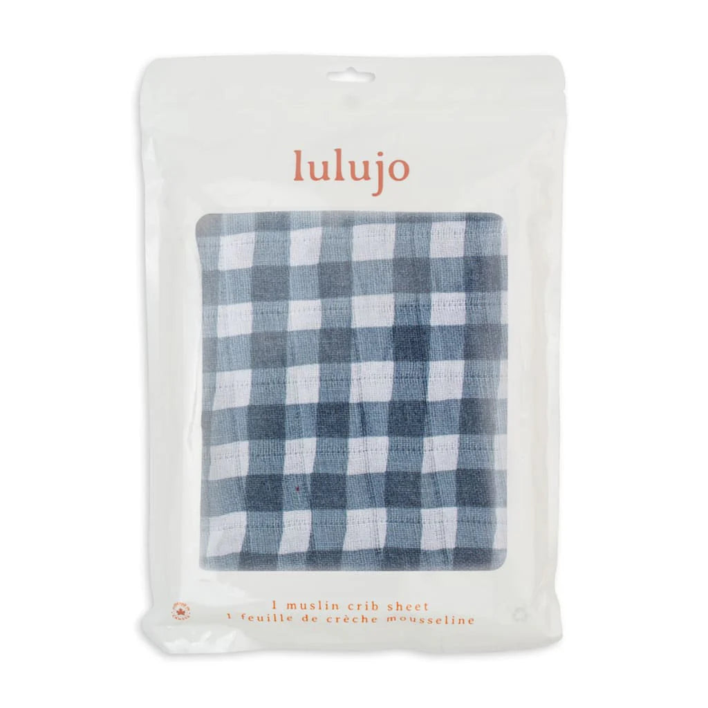 Drap de lit de bébé en mousseline de coton - navy
