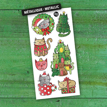 Tatouages temporaires hypoallergène- Le chatpin de Noël