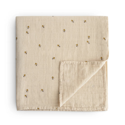 Doudou en mousseline - coton biologique - Abeille