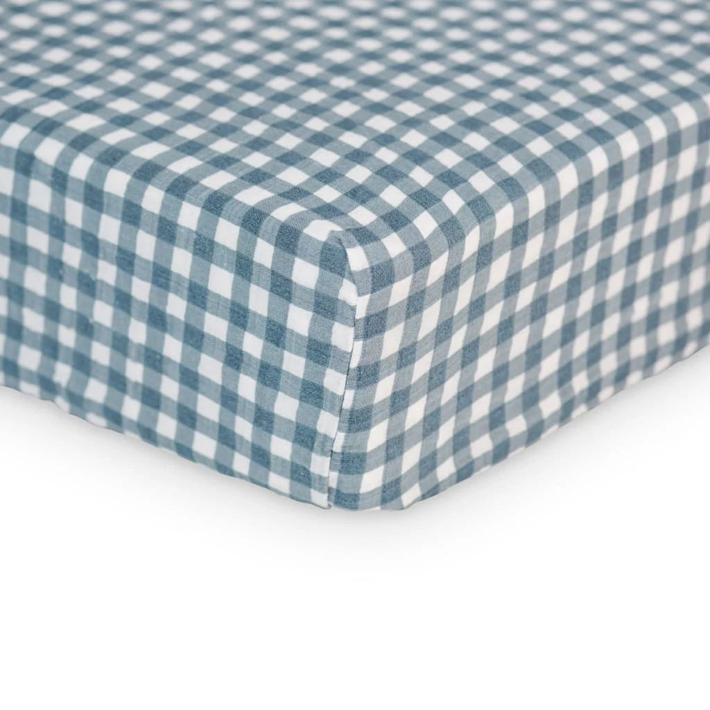 Drap de lit de bébé en mousseline de coton - navy