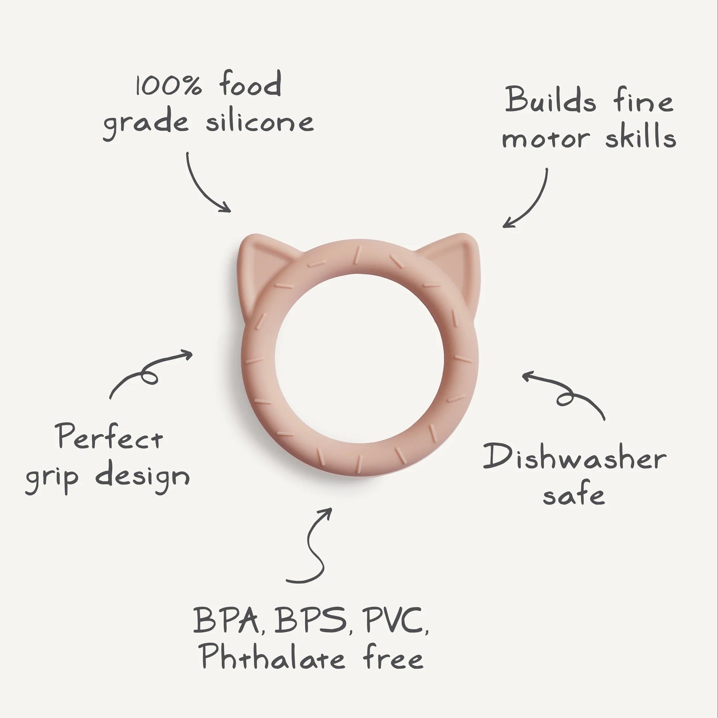 Jouet de dentition en silicone - Chat blush