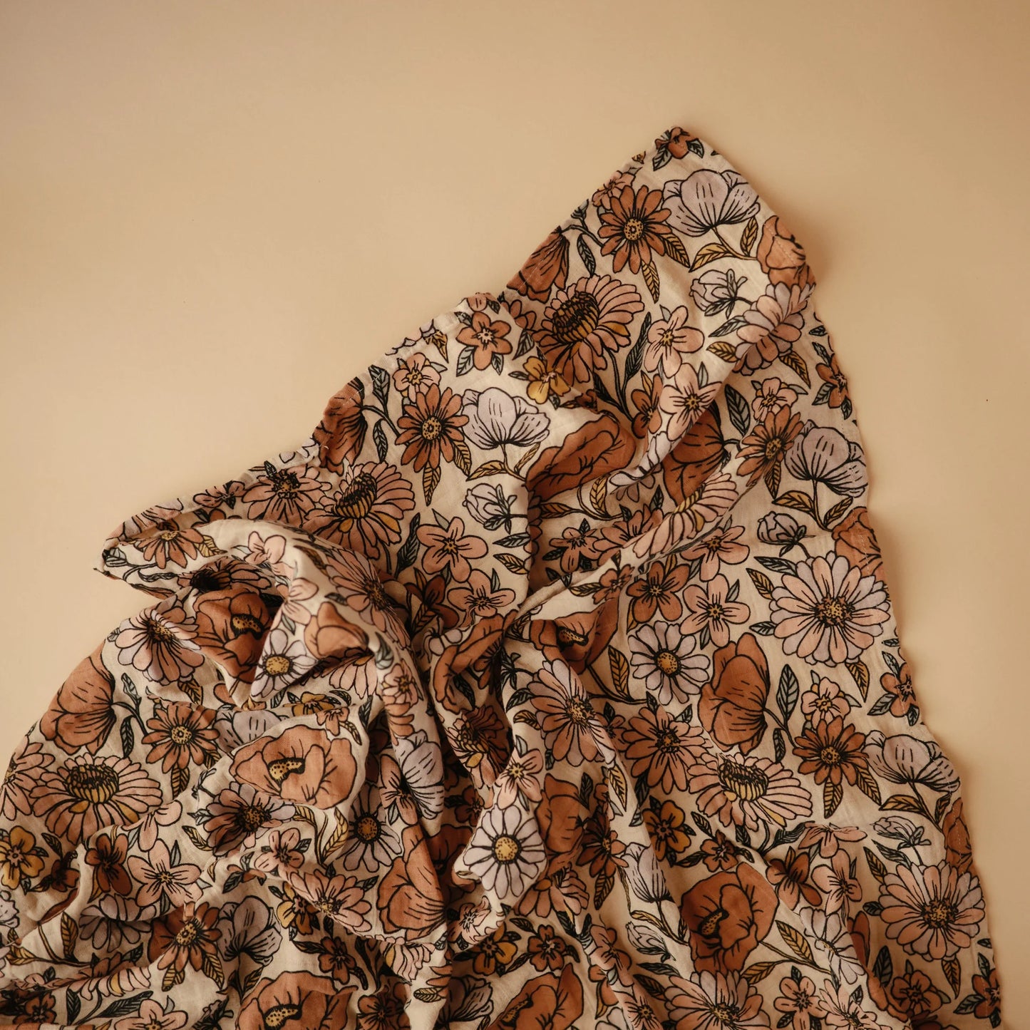 Doudou en mousseline - coton biologique - Fleur Rétro