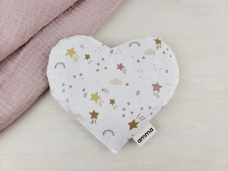 coussin réconfortant - coeur , étoile filante rose