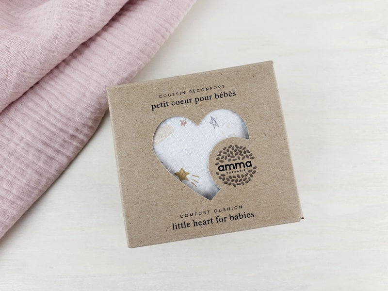 coussin réconfortant - coeur , étoile filante rose