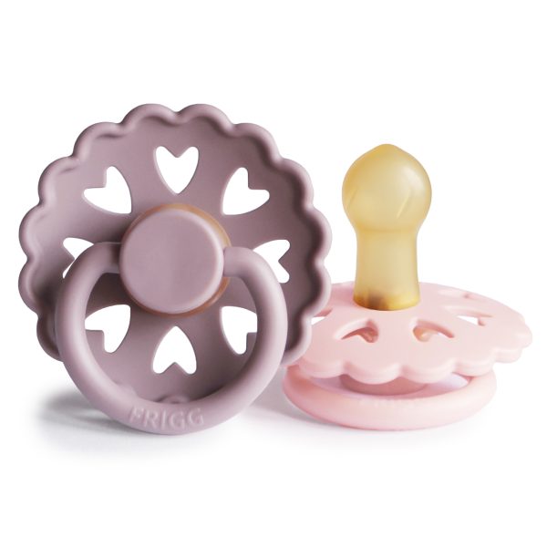 Suce FRIGG en caoutchouc naturel (Coeur) - Lilac blanc et Mauve