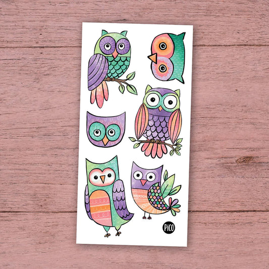 Tatouages temporaires hypoallergène - Les chouettes hiboux