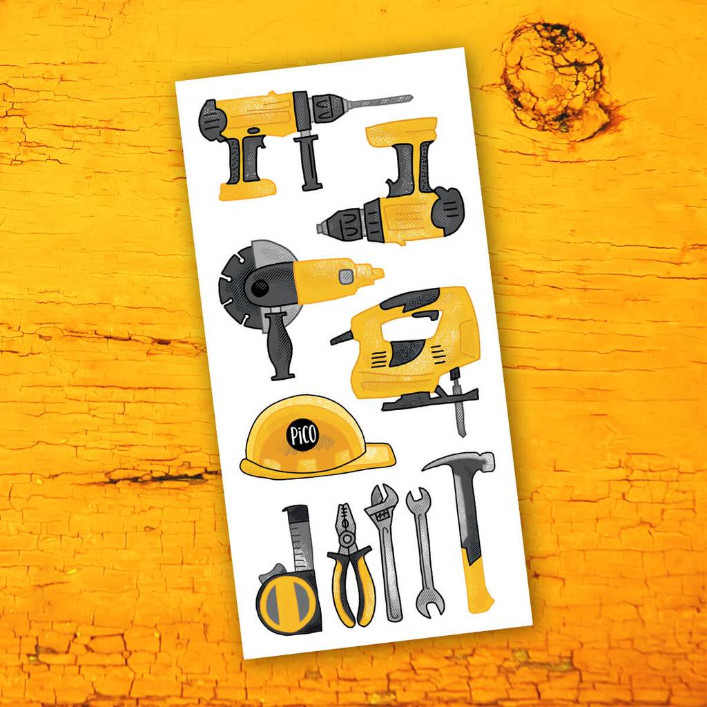 Tatouages temporaires hypoallergène - Les outils de construction