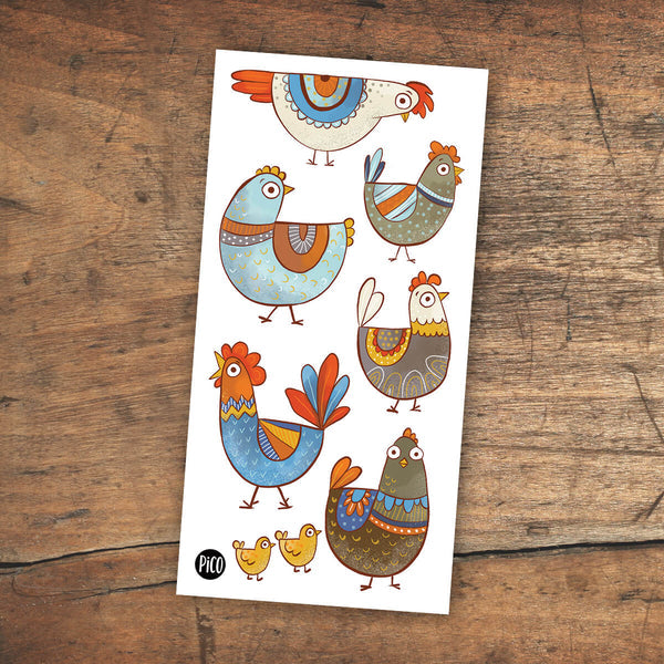 Tatouages temporaires hypoallergène - Pauline la poule