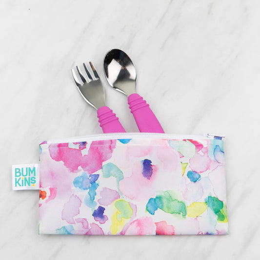Sac à collation  réutilisable petit - Fleur et peinture à l'eau (pqt 2)